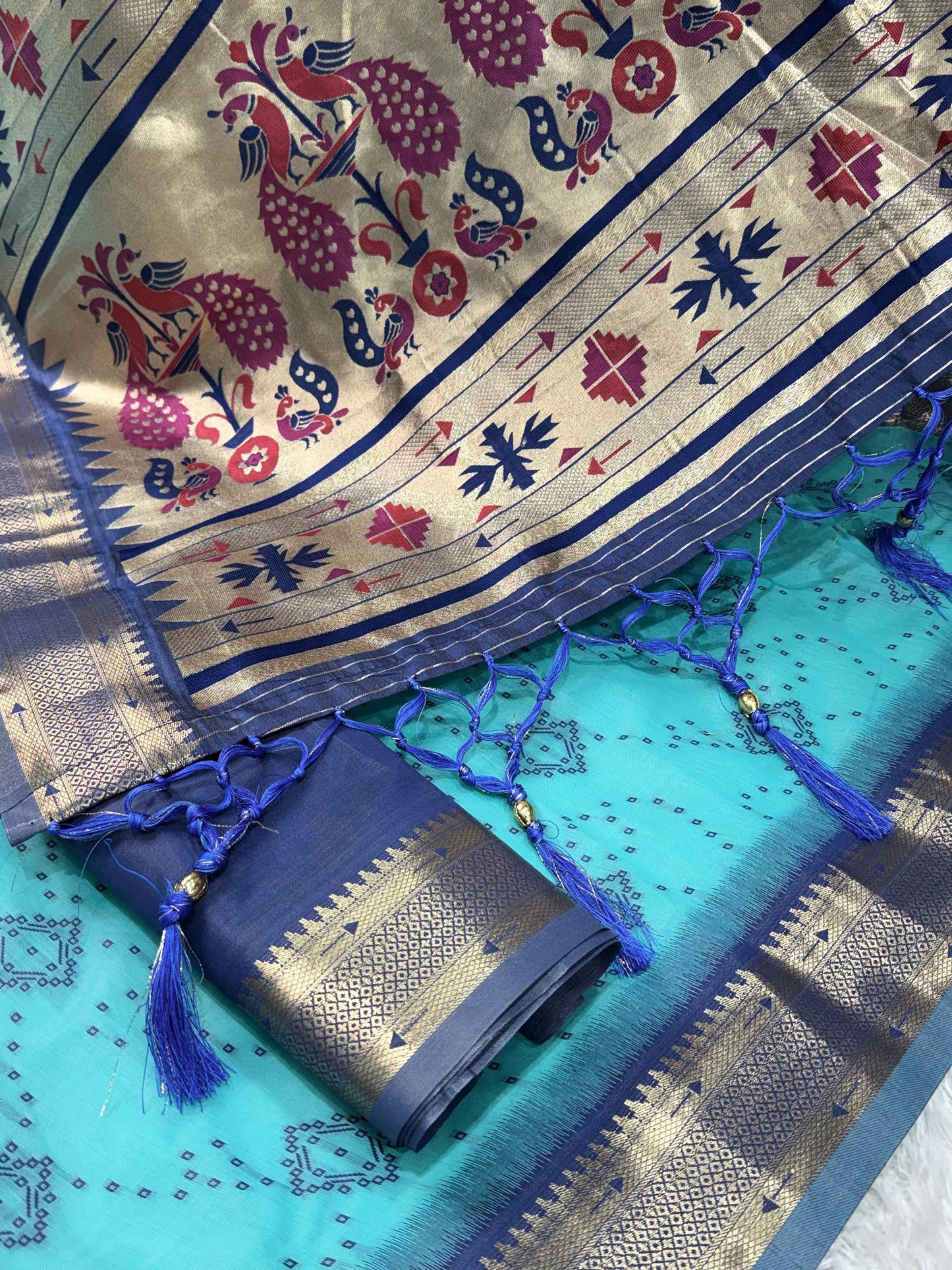 AARU Cotton Weaving Saree with Rich Pallu