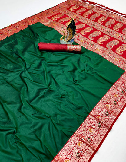 Premium Gala Silk Saree with Meenakari Zari Pallu & Contrast Designer Border