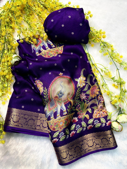 Ajrakh Soft Georgette Saree with Zari Border | Festive & Daily Wear
