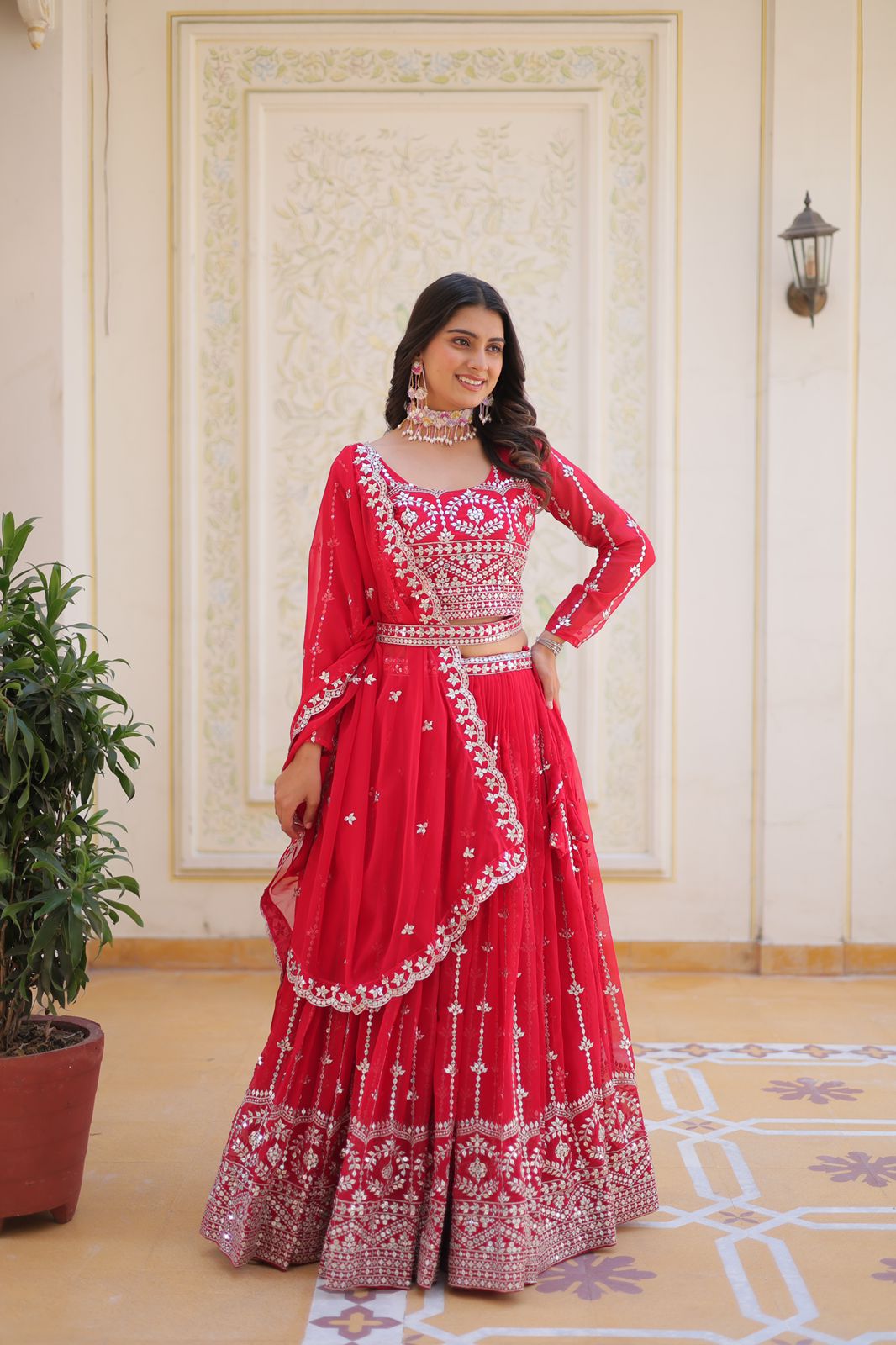 Heavy Fox Georgette Wedding Lehenga Choli with 7mm Sequence Work (2 Colors)