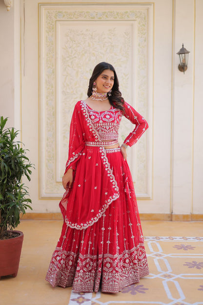 Heavy Fox Georgette Wedding Lehenga Choli with 7mm Sequence Work (2 Colors)