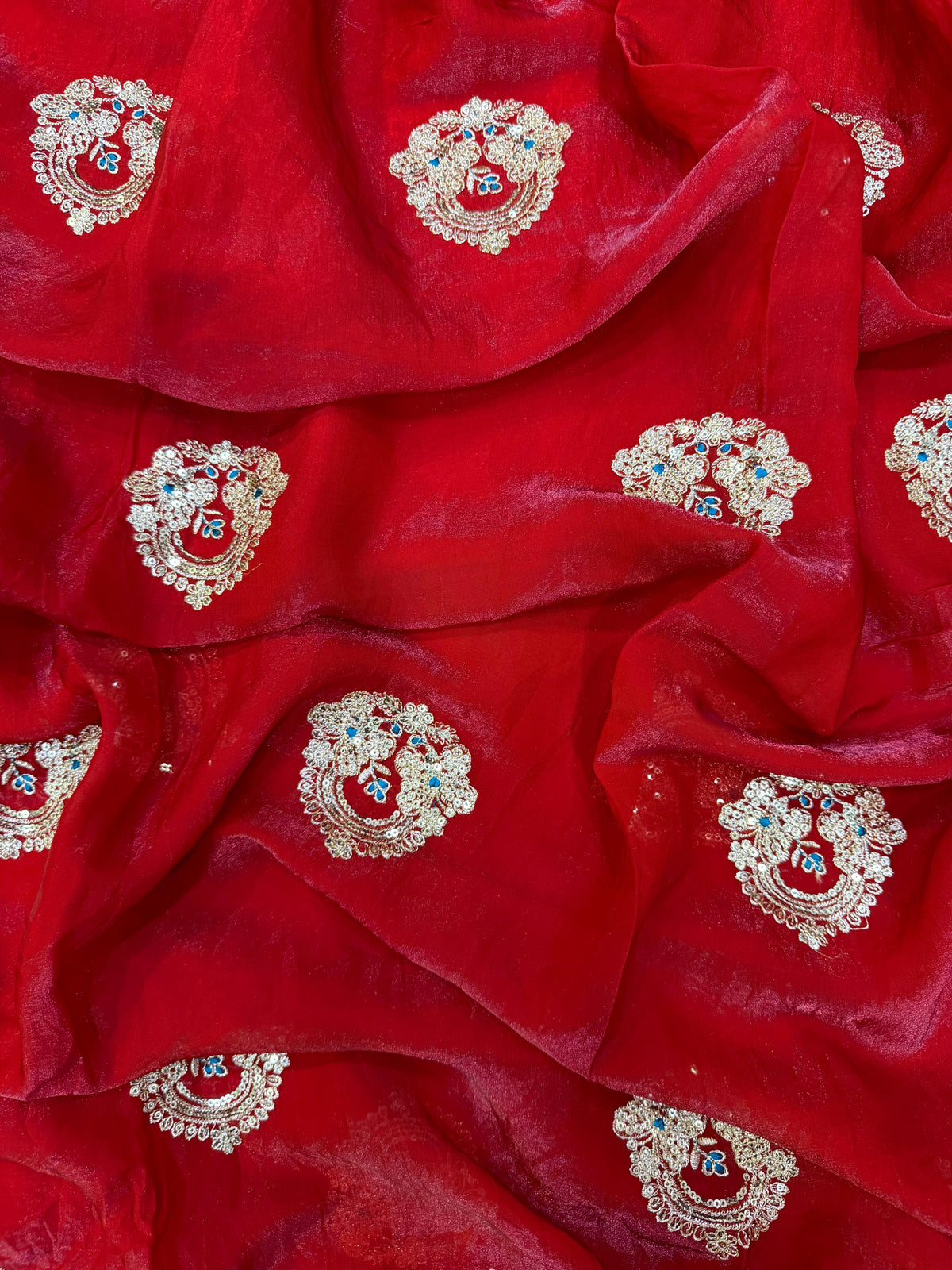 Designer Soft Space Silk Saree with Heavy Embroidered Blouse