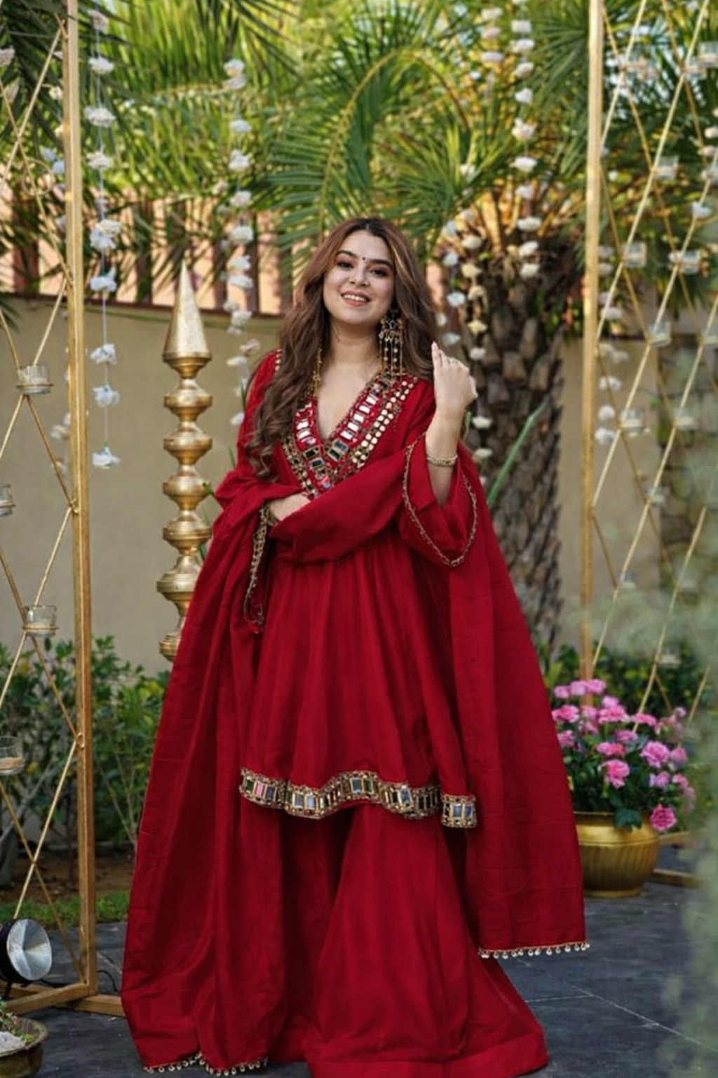 Aliya Cut Kediya Style Real Mirror Work Plazzo Set | Soft Chinon Festive Wear