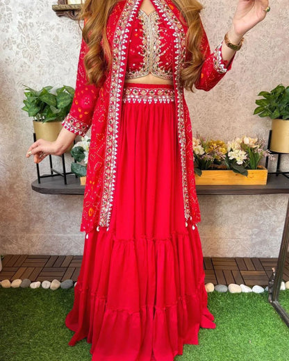 New Super Trending Party Wear Shrug Lehenga Set