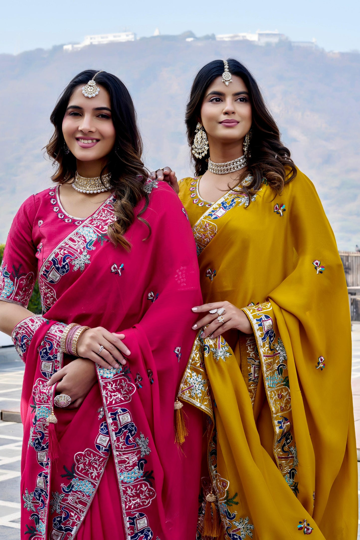 Pure Satin Chiffon Embroidery Wedding Saree with Latkan & Mono Silk Blouse – Festival Special