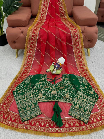 Red Organza Silk Bridal Saree