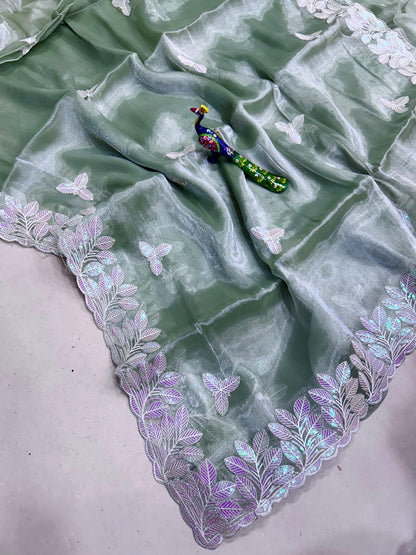 Titli Collection – Premium Chiffon Saree with Elegant Sequence Embroidery & Designer Border