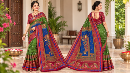 Premium Tussar Silk Printed Saree with Designer Blouse