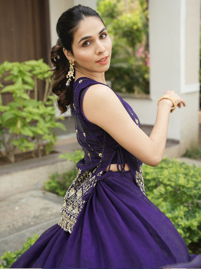 Designer Fendy Lehenga With Beads Work Koti Jacket And Stitched Blouse Set