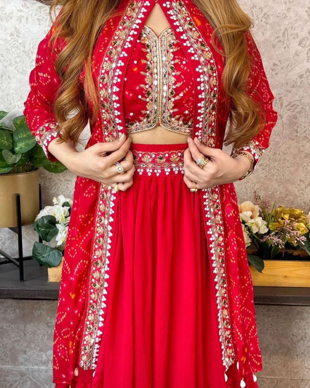 New Super Trending Party Wear Shrug Lehenga Set