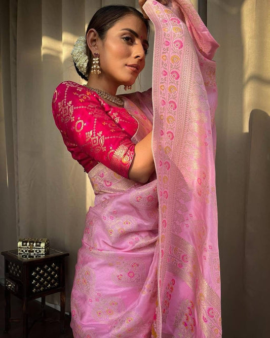 Pink Woven Saree