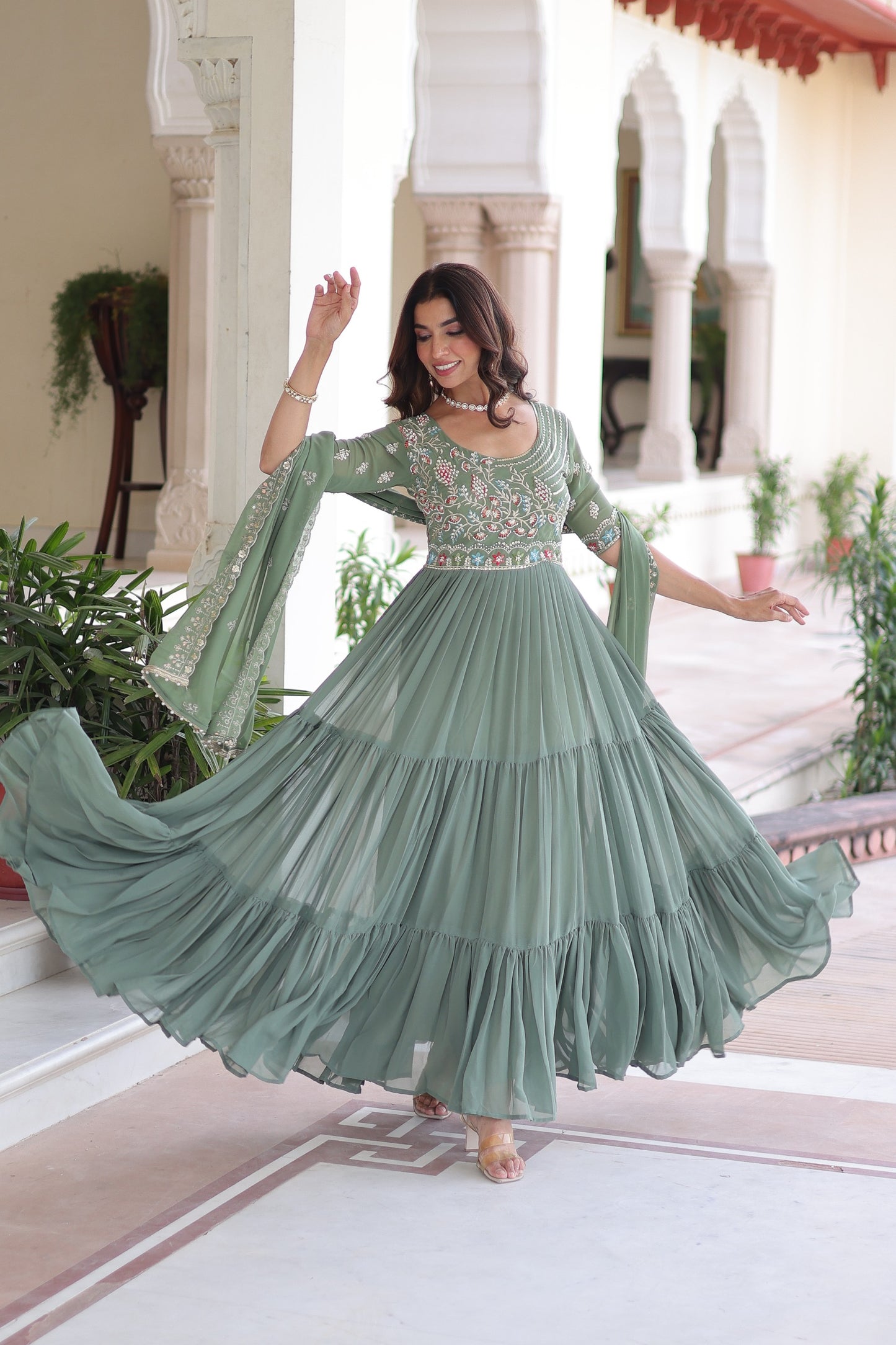 Premium Faux Blooming Designer Gown with Dupatta