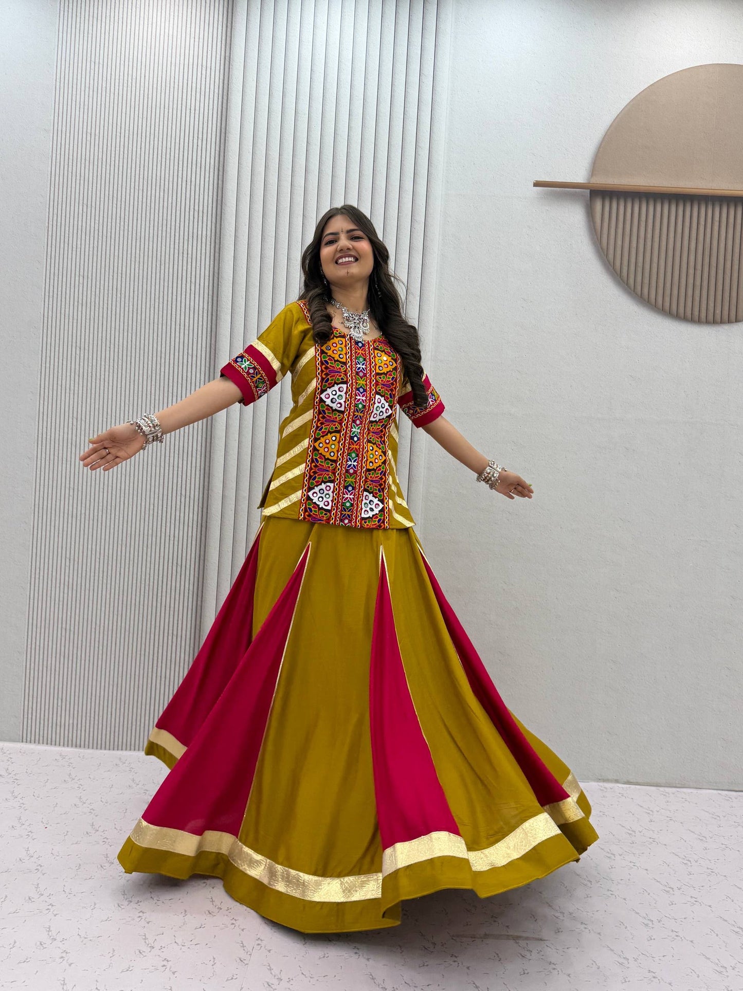 Navratri Special Pure Cotton Kediyu Lehenga Set | 6 Meter Flair | Garba & Dandiya Dress