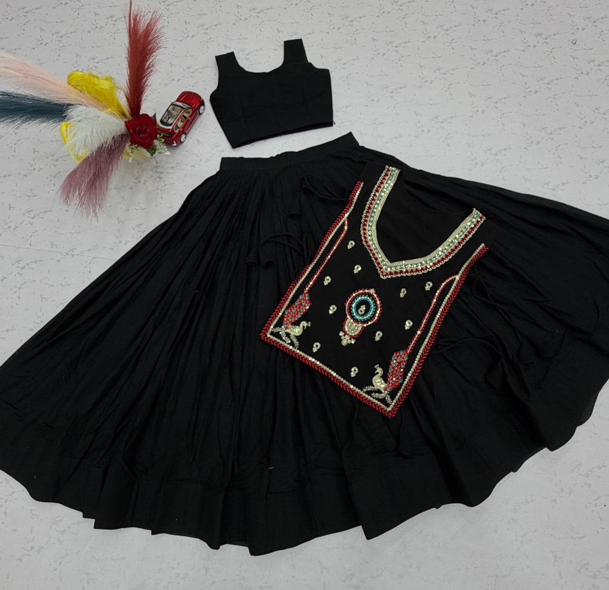Navratri Special Pure Khadi Cotton Lehenga Choli with Embroidered Dupatta | 6+ Meter Flair
