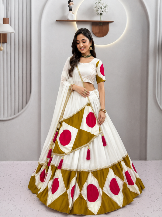 Navratri Special Cotton Lehenga Choli with Dupatta | 6 Meter Flare Gota Patti Work