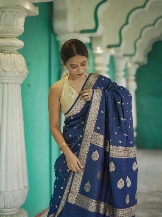Royal Blue Zari Work Saree