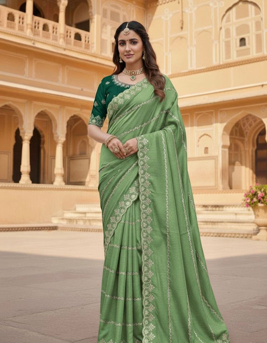Star Georgette Leheriya Saree with Embroidery Sequence Blouse