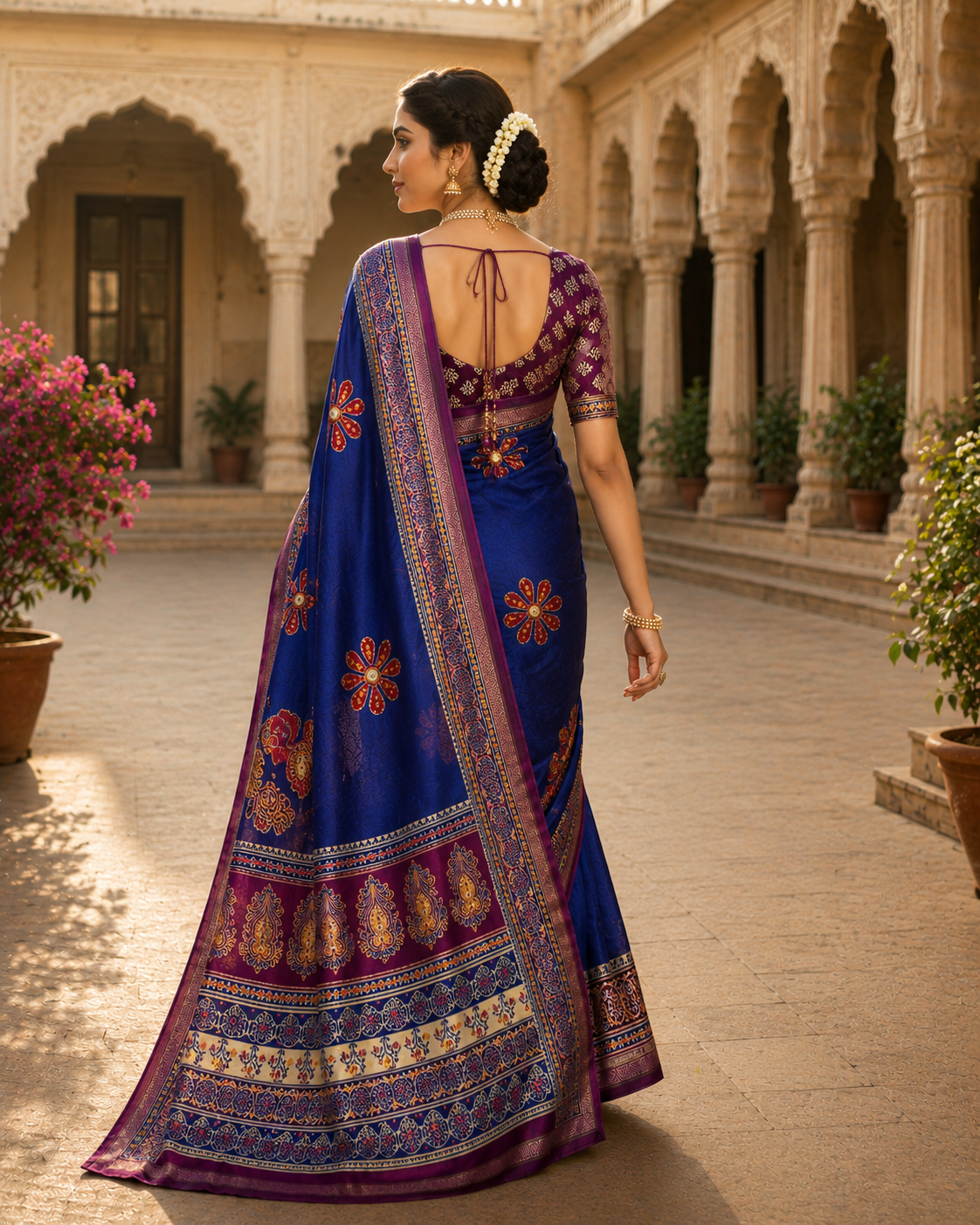 Premium Mul Cotton Printed Saree with Mirror Work & Designer Border