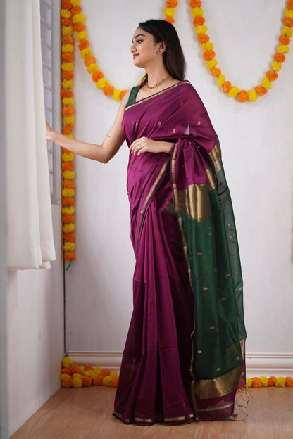 Purple Green Festive Saree