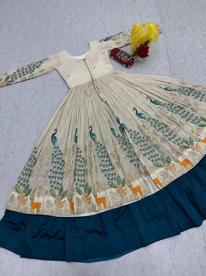 Festival Special Simar Silk Crop Top Lehenga Set With Embroidery Work (Fully Stitched)