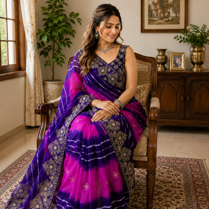 Saavan Special Soft C Multi Leheriya Saree