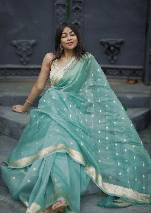 Mint Green Zari Saree