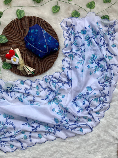 Radhika Tebby Silk Embroidered Saree with Handwork Blouse