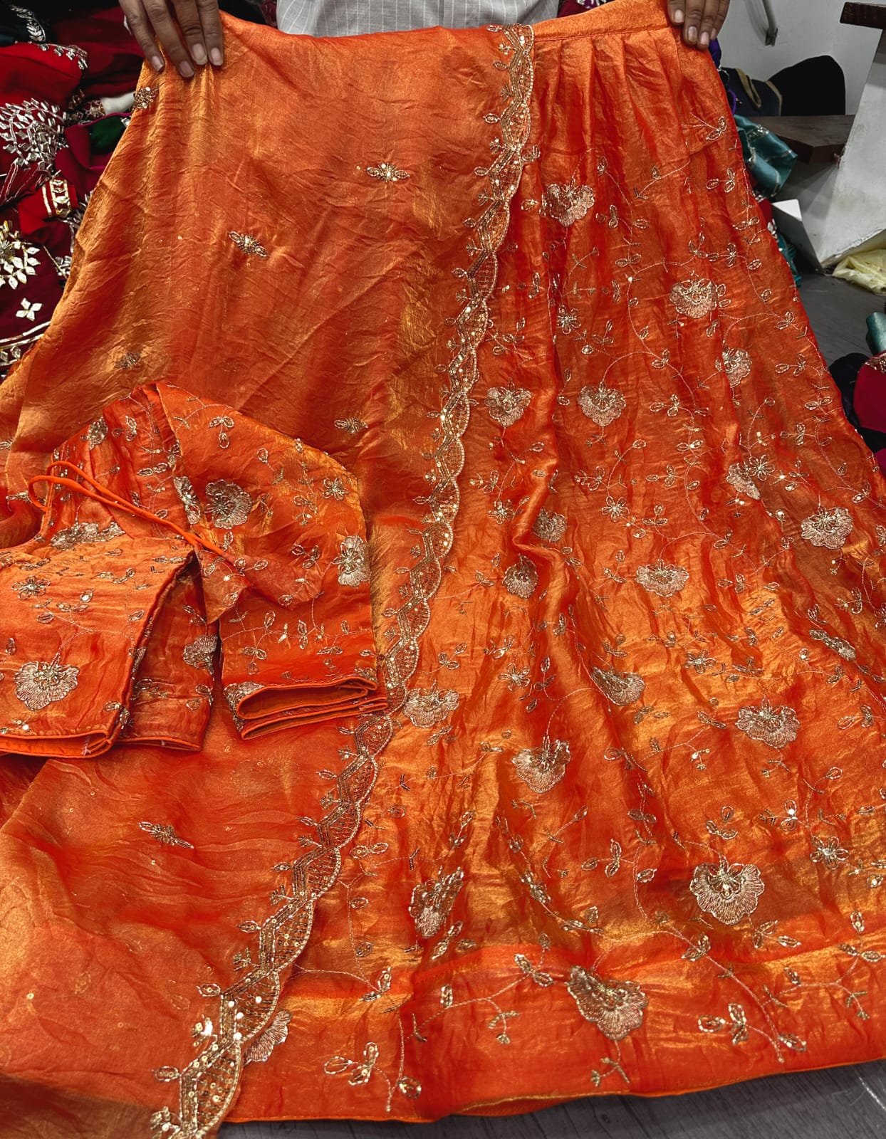 Heavy Fendy Silk Embroidered Lehenga Choli with Dupatta – Wedding & Festive Wear (XL–2XL)