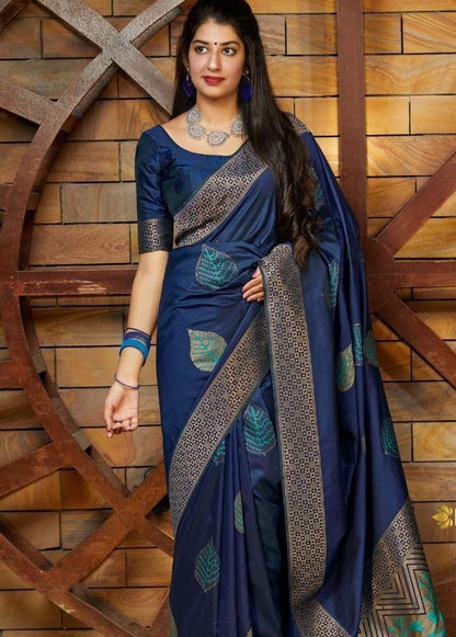 Navy Blue Silk Saree