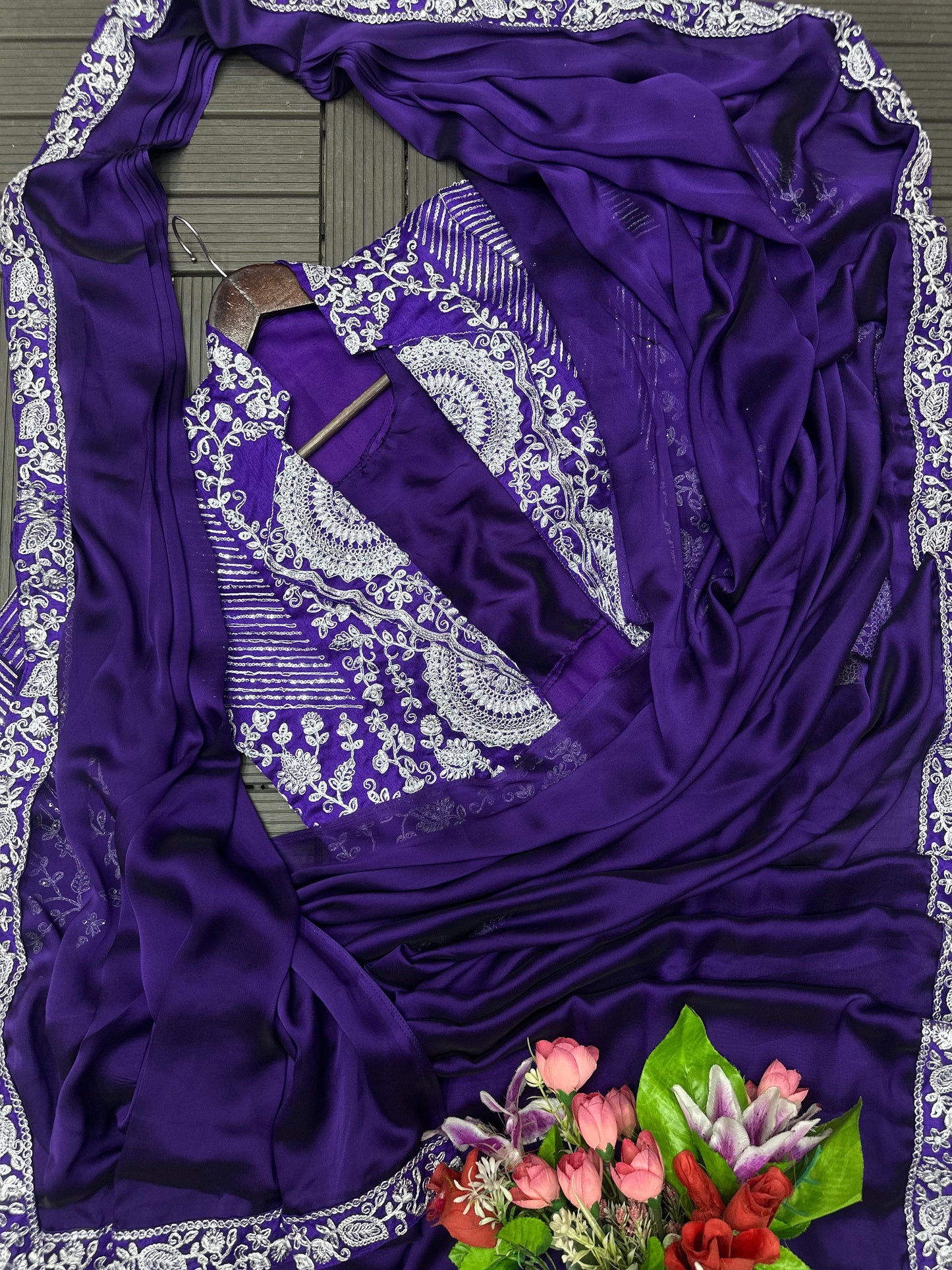Heavy Rangoli Ready to Wear Saree with Embroidery Sequence Koti
