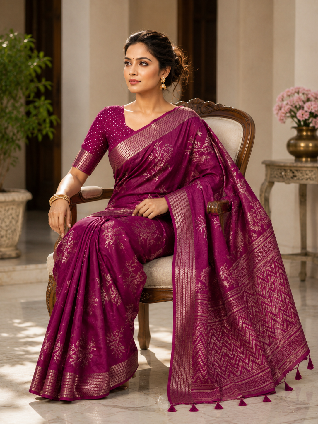 Graceful Floral Woven Saree