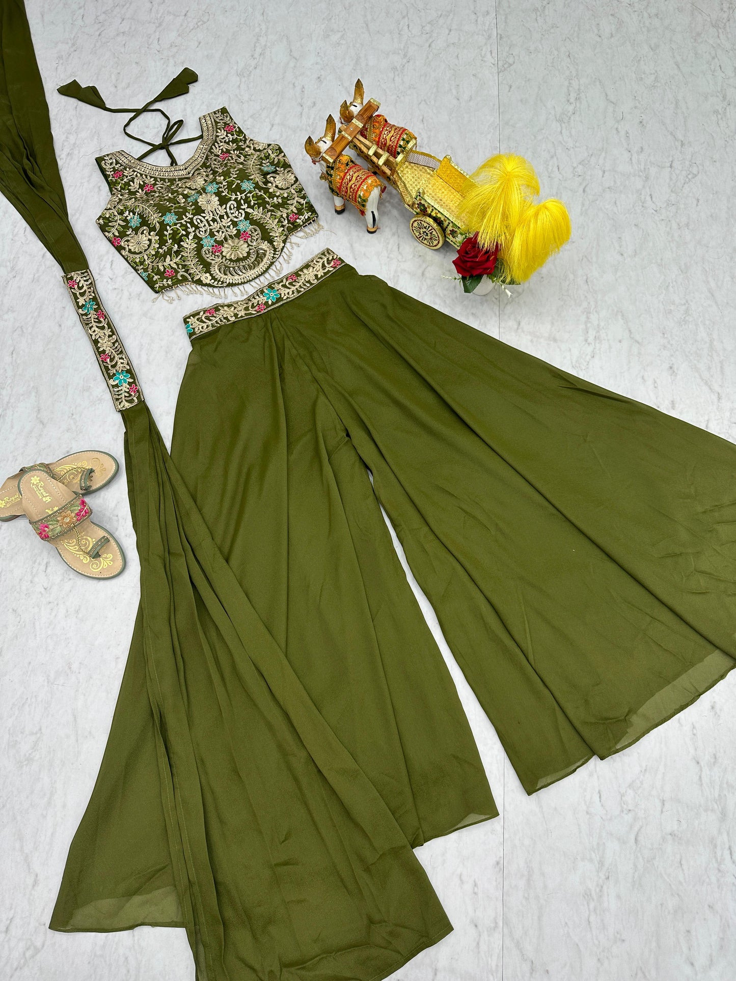 Designer Georgette Blouse Plazzo Set