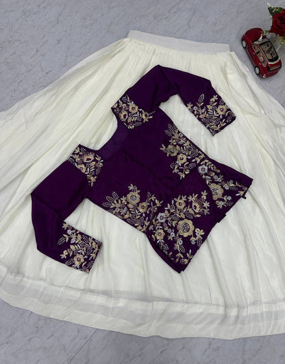 Festival Special Pure Chinon Embroidered Crop Top Lehenga Set – 5.5 Meter Flair
