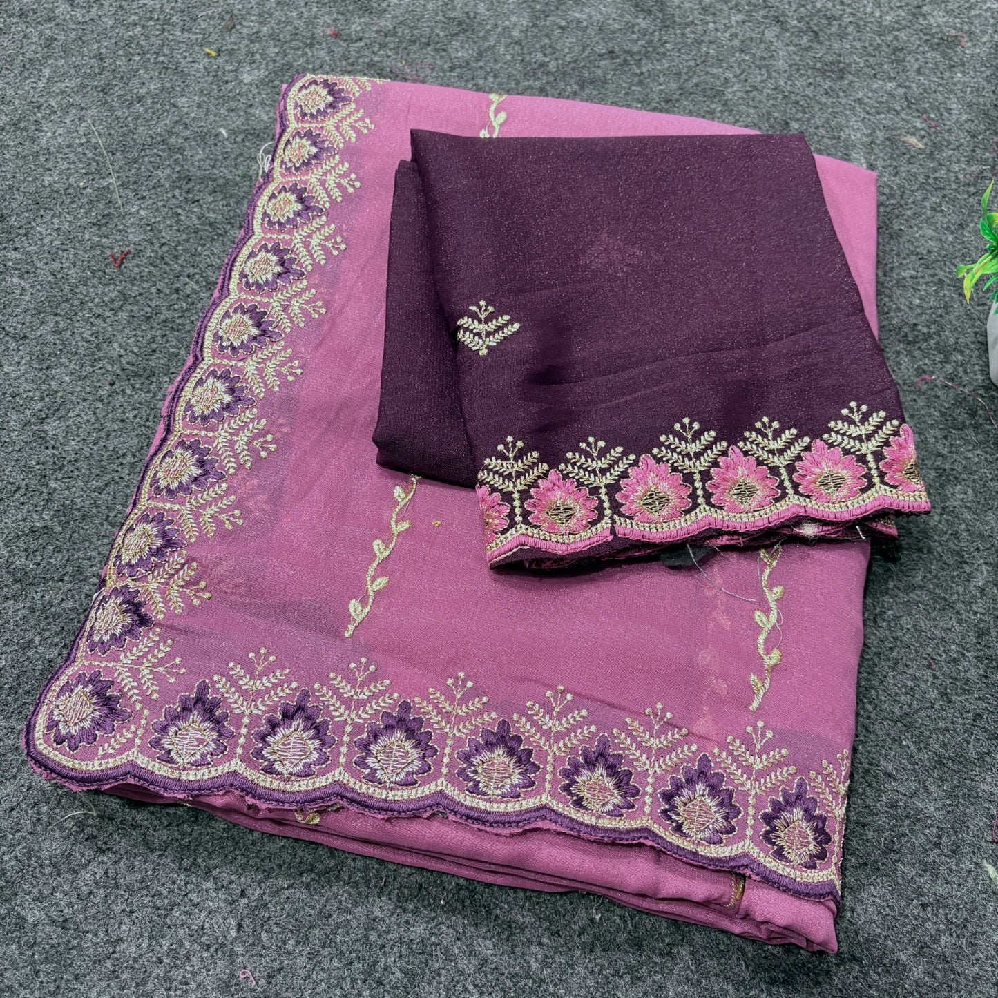 Star Georgette Leheriya Saree with Embroidery Sequence Blouse