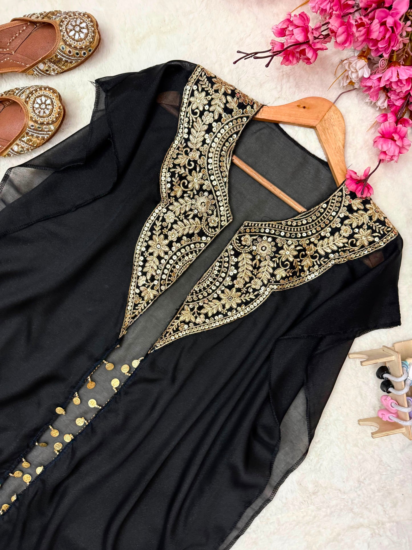 Star Georgette Indo Western Set | Sequins Zari Embroidered Jacket Pant Set