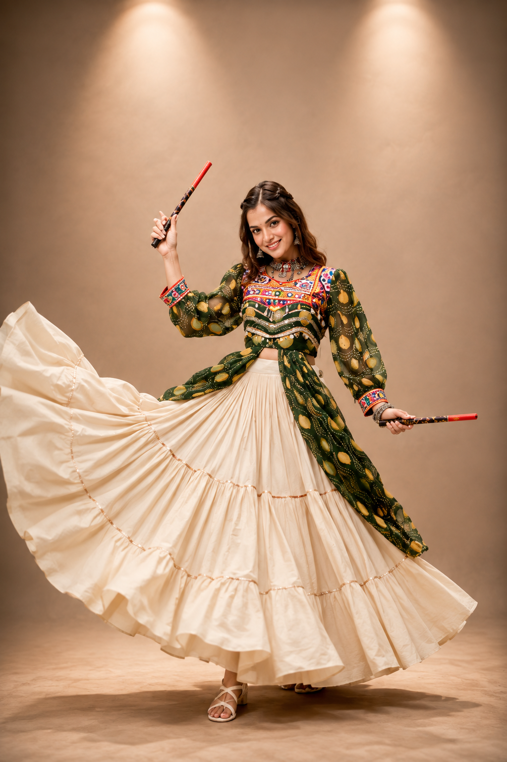 Navratri Special Gamathi Work Cotton Lehenga Choli | 9 Meter Flair