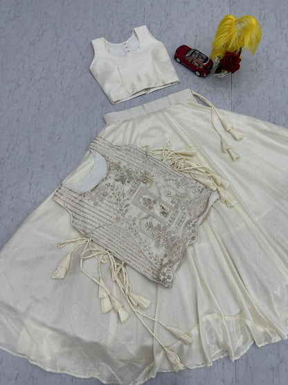 Festival Special Vichitra Silk Embroidered Lehenga Choli Set