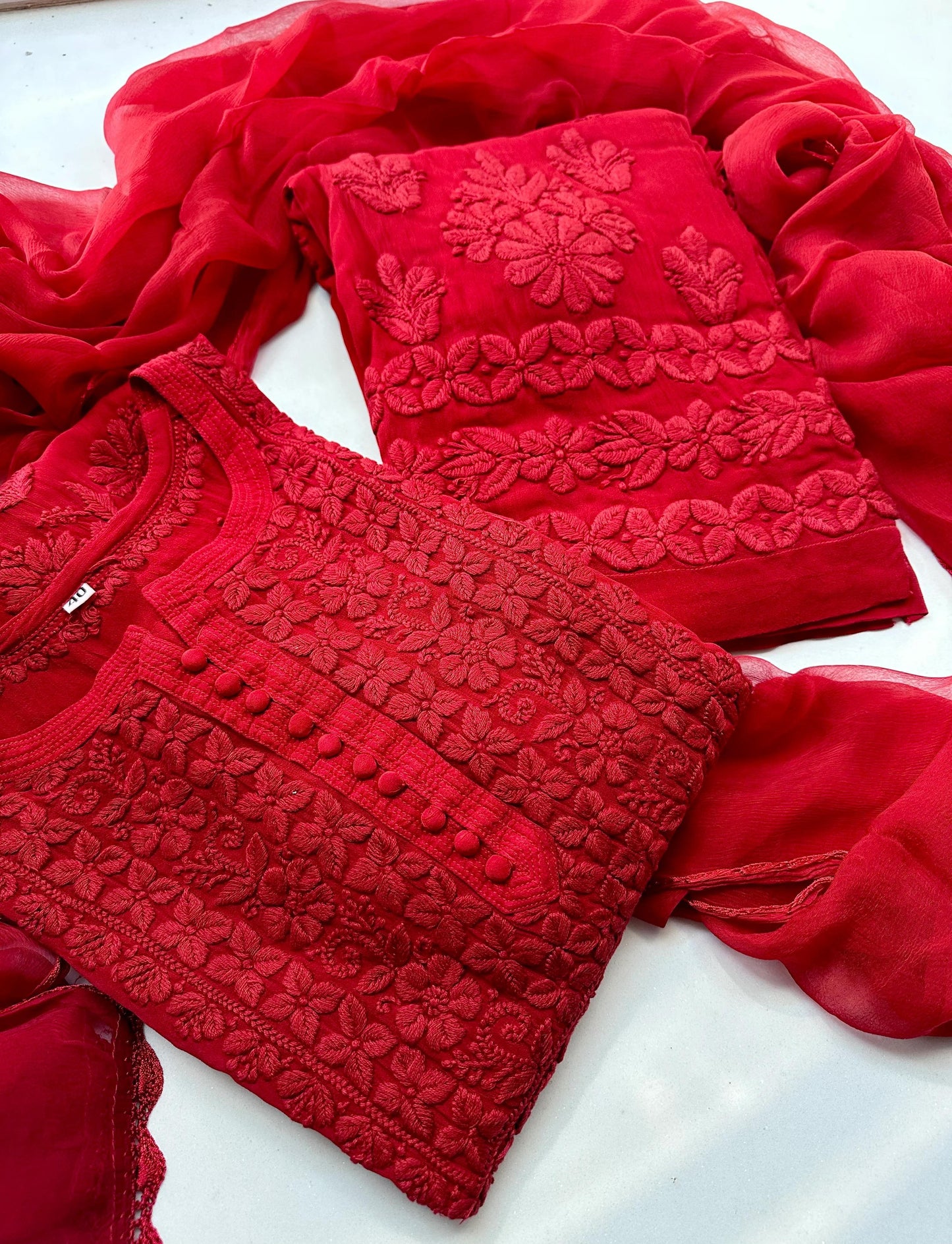 Designer Georgette Embroidered Suit Set With Dupatta