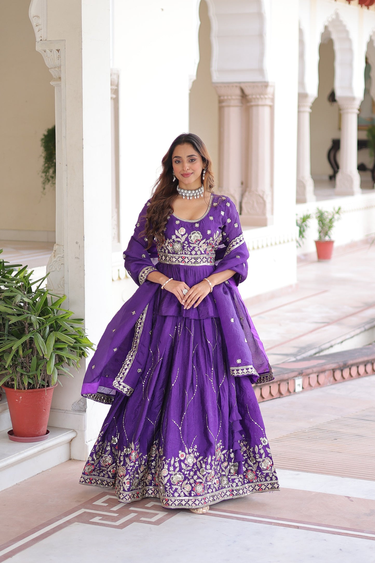 Premium Gold Crush Embroidered Lehenga Choli Set