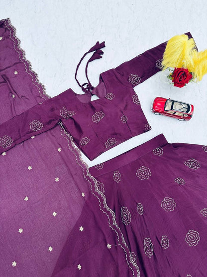 Festival Special Chinon Lehenga Choli with Sequence Work & Dupatta