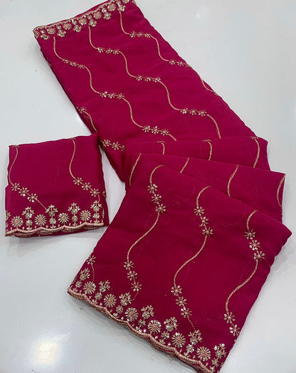 Star Georgette Saree with Multi Sequins Embroidery & Designer Blouse