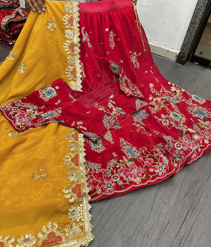 Crystal Silk Heavy Embroidered Festival Lehenga Choli with Dupatta (4 Colors)