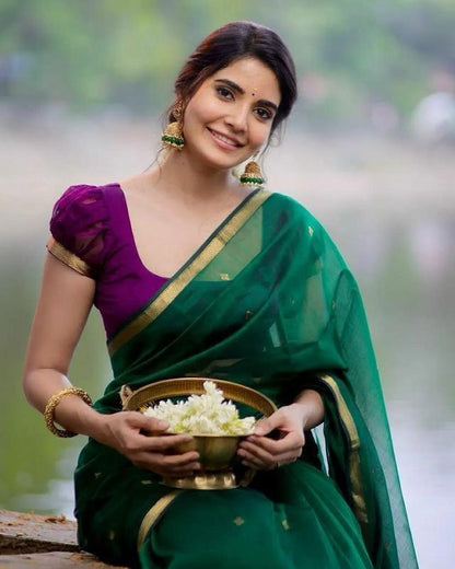 Green Chiffon Saree