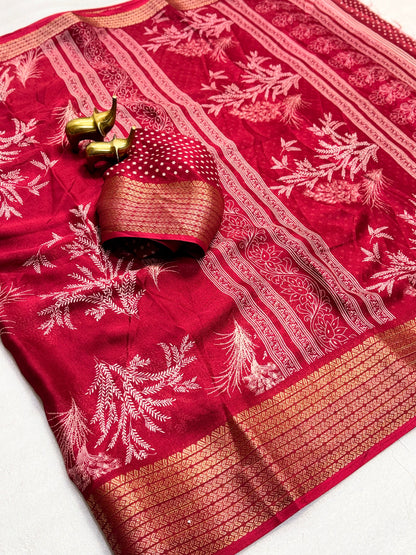 Graceful Floral Woven Saree