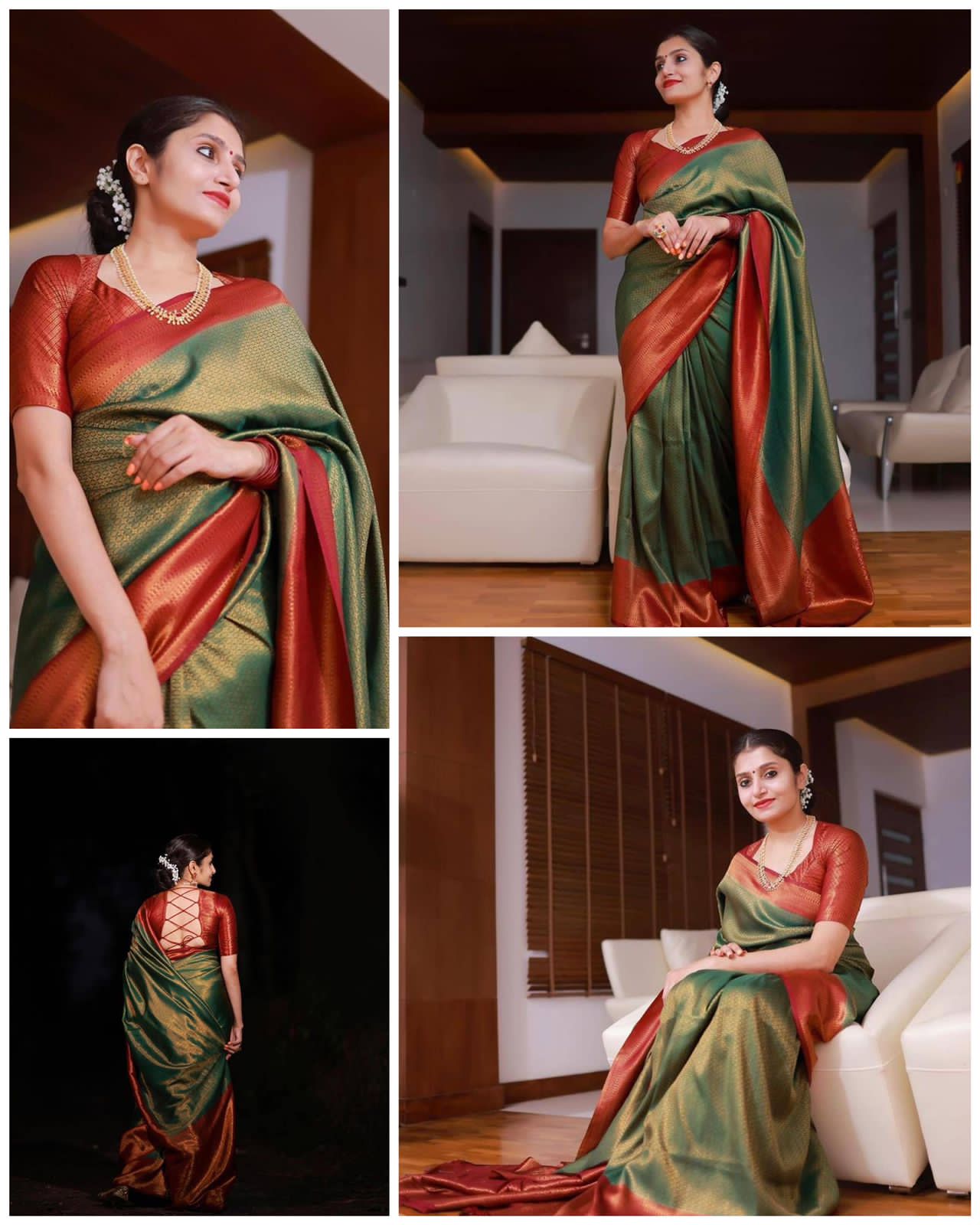 Green Red Silk Saree