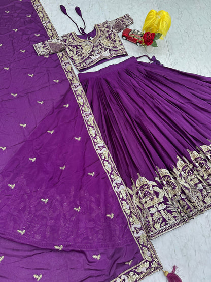 Designer Chinon Embroidery Lehenga Choli with Sequence Work – Festival Wear