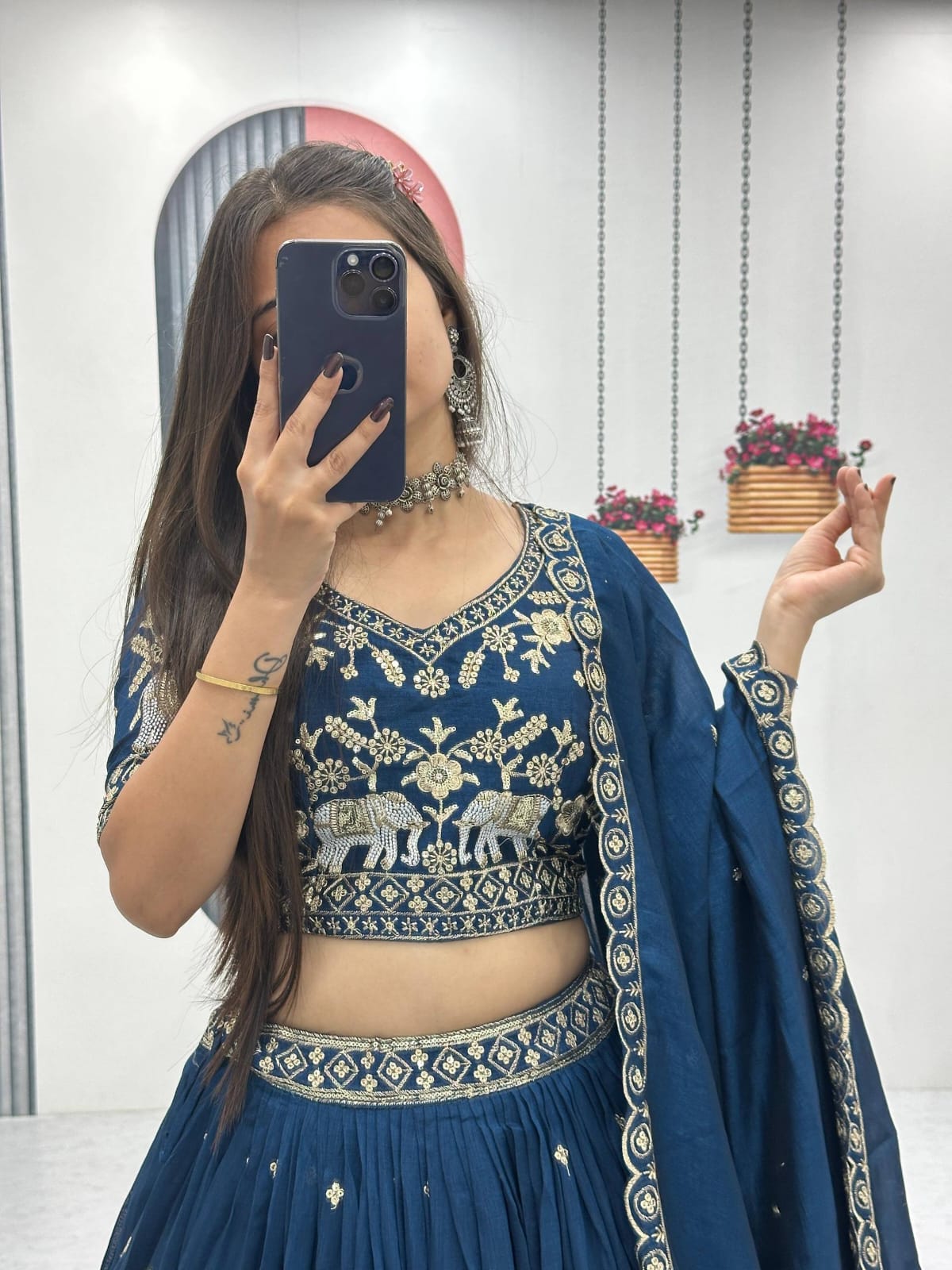Elegant Festival Wear Lehenga Choli Set with premium Vichitra silk