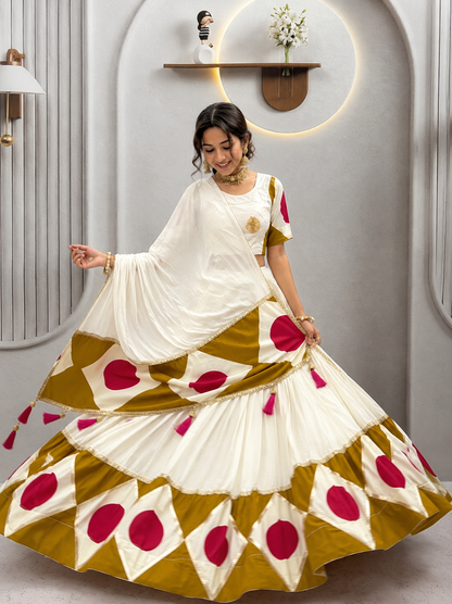 Navratri Special Cotton Lehenga Choli with Dupatta | 6 Meter Flare Gota Patti Work