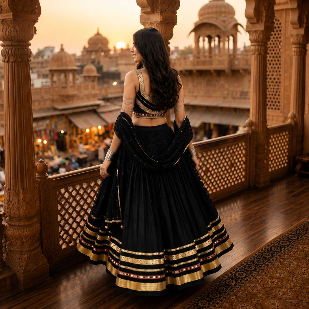 Navratri Special Pure Cotton Lehenga Choli with Vintage Dupatta | 6 Meter Flair | Gamthi Work