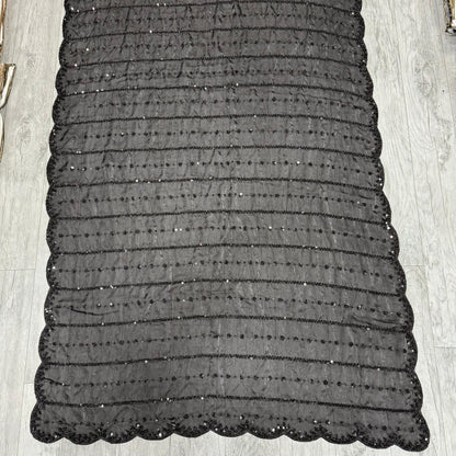 Black Beads Work Space Silk Party Wear Saree